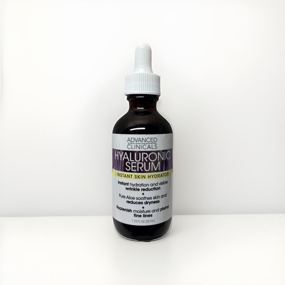 Advanced Clinicals Hyaluronic Serum Instant Soothe Skin Hydrator 1.75 fl oz NEW
